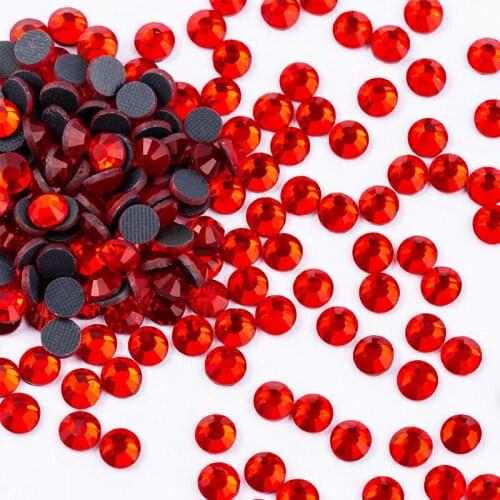 288pcs-1440pcs/lot SS4 - SS30 Iron on Stones Flatback Hot FixRhinestones LightSiam DIY Glass Garment Hot-Fix Rhinestone Stone