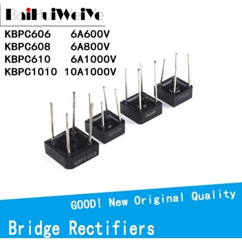5PCS/LOT KBPC1010 KBPC610 KBPC608 KBPC606 6A 8A 10A 600V 1000V Diode Bridge Rectifier New Original Good Quality Chipset