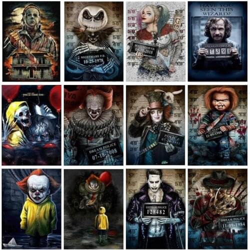 5D DIY Dark Diamond Painting Jail Prison Portrait Photo Picture Horror Movies Full Square Round Diamond Embroidery Cross Stitch