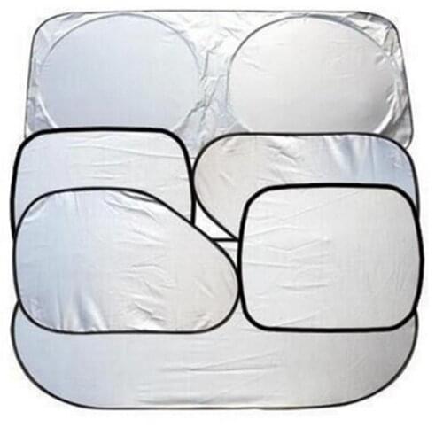 6pcs Silver Glass Rear Front Side Window Sunshade Cover Car Case Suction Cup Car Curtains Auto Car Styling Car Accessories