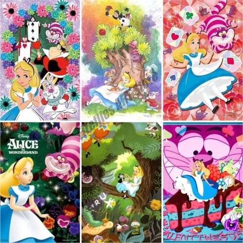 DIY 5D Diamond Painting Disney Cartoon Alice In Wonderland Cross Stitch Kits Embroidery Full Dill Mosaic Home Decor Child Gifts