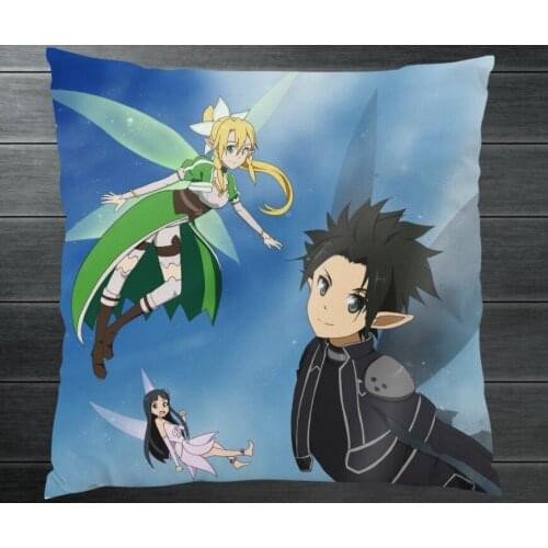 Anime Novel SAO Sword Art Online Kirito Yuuki Asuna Two Side Pillowcases Hugging Pillow Cushion Case Cover Manga Cosplay Gift P2