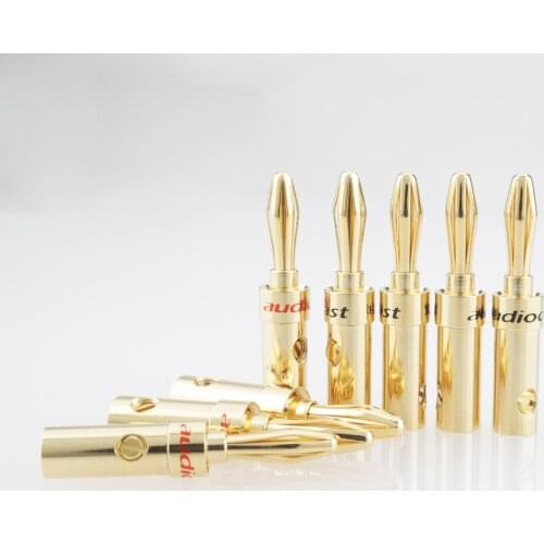 Audiocrast 8Pcs Banana Plugs 24K Gold Plated Copper Speaker Plug Amplifier connectors HIFI loudspeaker Cable Quick Connect