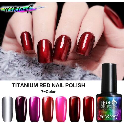 WiRinef Glitter Mirror Metal Titanium Red Color Series Gel Nail Polish Gel Varnish Nail Art UV&LED Gel Lucky Lacquer