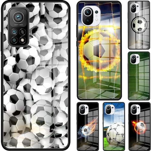 Soccer Football Tempered Glass Phone Case For Xiaomi Mi 11 Ultra Poco X3 NFC 10T Pro Note 10 Lite 5G 9T M2 F2 11i Cover