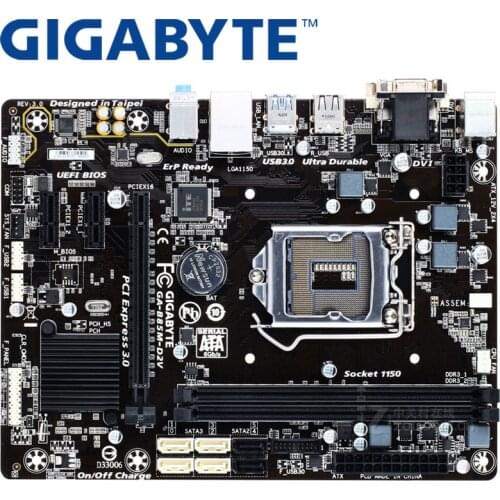 GIGABYTE GA-B85M-D2V Desktop Motherboard B85 Socket LGA 1150 i3 i5 i7 DDR3 16G Micro-ATX UEFI BIOS Original Used Mainboard