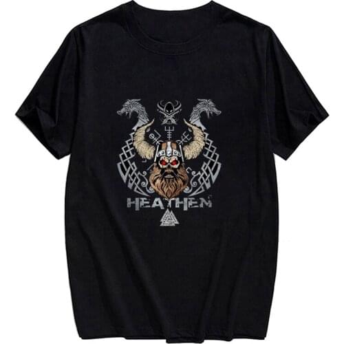 Viking Cotton T-Shirt Summer Fashion Brand Printed Casual T-shirt Men for Women Shirts Tops Funny Cotton Black Tee Drop Shipping