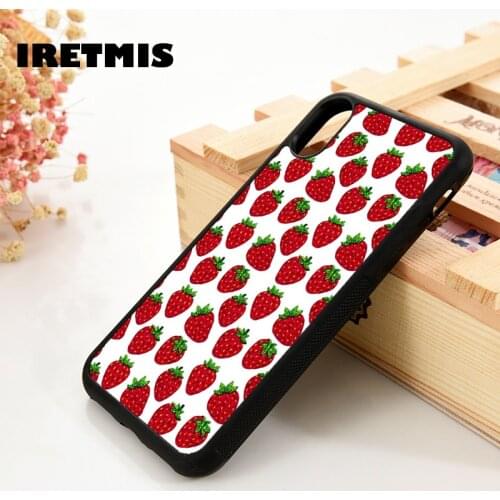 Iretmis 5 5S SE 6 6S TPU Silicone Rubber phone case cover for iPhone 7 8 plus X Xs 11 Pro Max XR strawberry kidcore nostalgic
