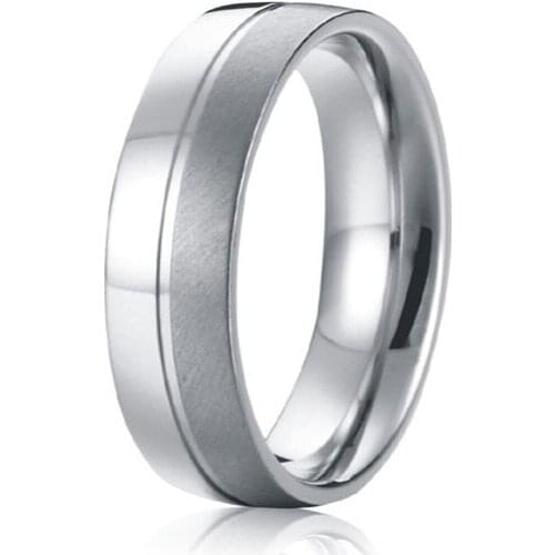 Classic two tone brushed and polishing 8mm custom men wedding bands rings silver color titanium jewelry