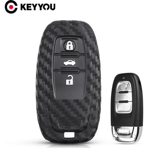 KEYYOU 3 Button Silicone Car Key Case For Audi A6L A4L Q5 A3 A4 B6 B7 B8 A5 A6 S5 S7 A1 A7 A8 Quattro Q3 Q7 Remote Fob Cover