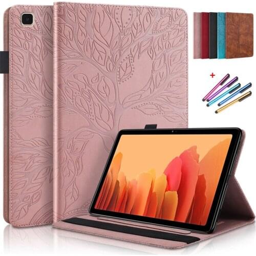 Emboss Tree Leather Flip Case for Samsung Galaxy Tab A7 Case Funda Wallet Tablet Cover for Gaalxy Tab A7 Lite 8.7 2021 T220 T225