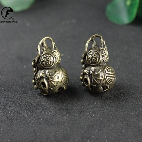 Brass Chinese Letters Blessing Gourd Charms Animal Bat Bell Copper Lucky Car Key Chain Pendants Jewelry Vintage Keyring Hangings