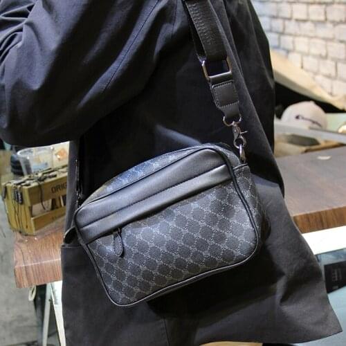 Xiao.p Fashion Mens High Quality Pu Leather Casual Man Shoulder Bag Boy Street Bag Students Cross-body Bags Check Messenger Bag