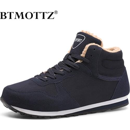 Leather Men Boots Winter with Fur Super Warm Snow Boots Men Winter Work Casual Shoes Sneakers High Top Rubber Ankle Boots Female