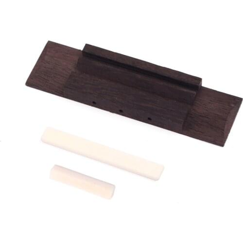 Set Bone Saddle Nut & Rosewood Bridge Part for 3 String Cigar Box Guitar 12mm String Spacing