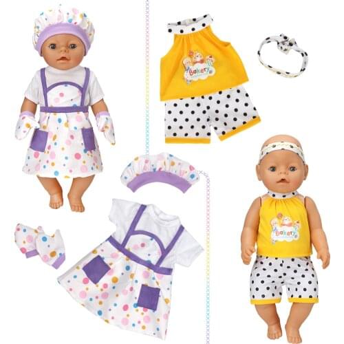 2021 NEW Toys Baby Doll clothes 43-45cm New born doll American doll Fashion chef suit, suspender suit, shoes, dress