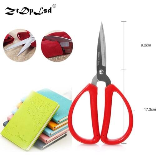 ZtDpLsd 1Pcs Stainless Steel Scissor For Office Home Cutting Straight Red Handle Household Scissors Student Art Craft