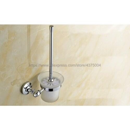 Polished Chrome Bathroom Accessories Toilet Brush Holders with cup set Wall Mounted Brush Holder Sanitary wares Nba809