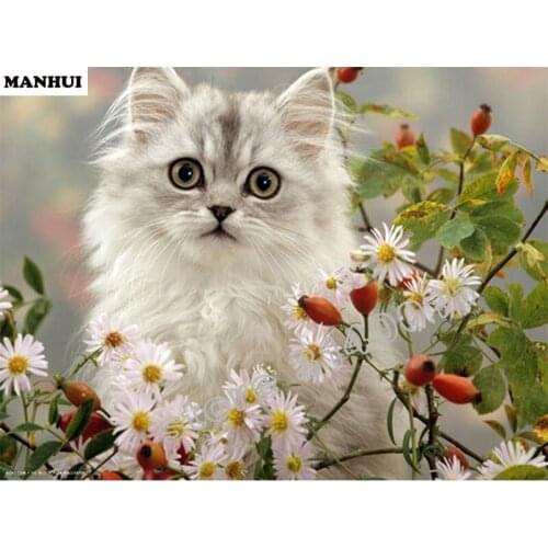 Full Square Diamond 5D DIY Diamond Painting Animal Cat Embroidery Cross Stitch Rhinestone Mosaic Painting Home Decor BFC349