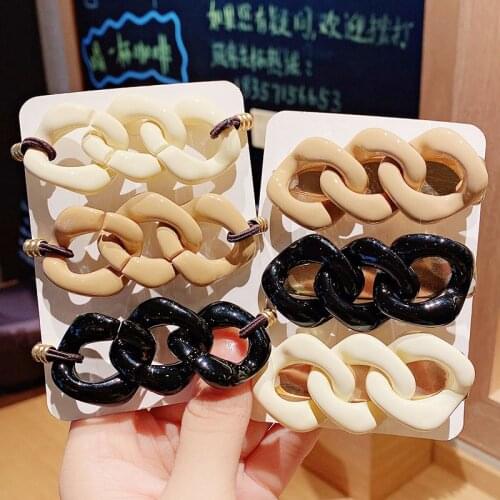 New Women Elegant Chain Shape Geometric Elastic Hair Bands Sweet Ponytail Holder Scrunchie Headband Fashion Hair Accessories
