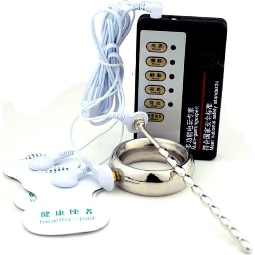 Electric shock urethra blocking electric shock physiotherapy penis ring urethra blocking anal plug stimulation masturbation