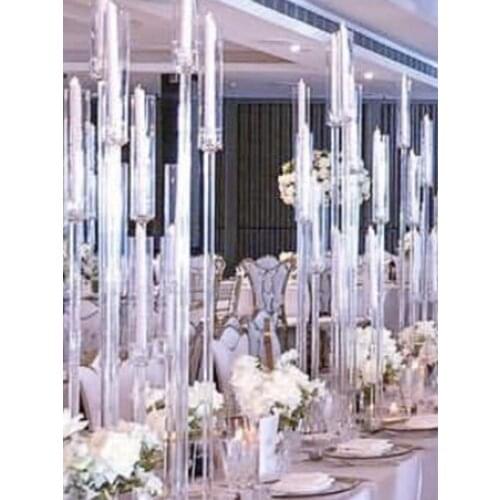 Wholesale Tall Crystal Acrylic Candlestick Holders Wedding Table Centerpiece Decoration senyu2523