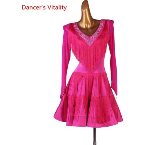 Latin Dance Skirt New Female Child Elegant Sexy Dress Competition Clothes High-End Custom Adult Performance Clothing