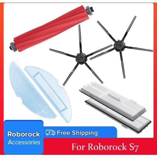For XiaoMi Roborock S7 Vacuum Cleaner Robot Parts Detachable Main Brush Mop Cloths Side Brush Washable Hepa Filter Accessories