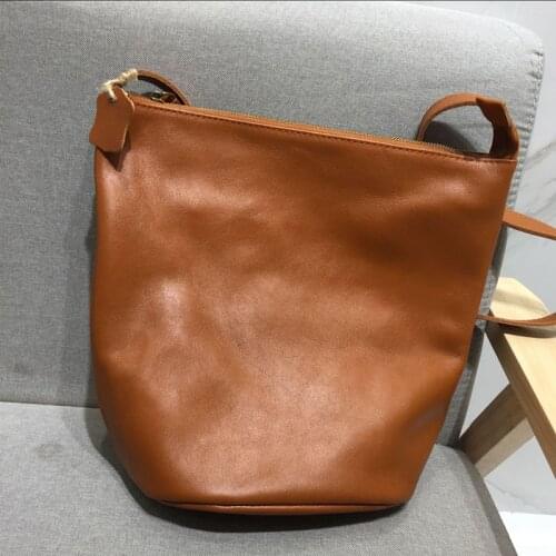 Vintage leather top layer cowhide handmade womens shoulder bag messenger bag womens big bag