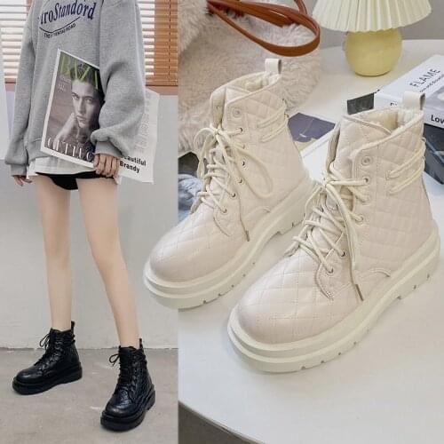 Women Cotton Booties Plus Velvet Winter Leisure Comfortable Warm Fashion Design Ladies Thick Shoes Outdoor Female Black Boots