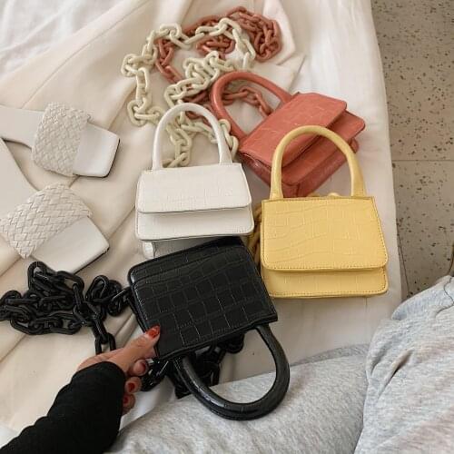 Stone Pattern PU Leather Crossbody Bags For Women 2020 Thick Chain Design Lady Shoulder Messenger Handbags Travel Purses