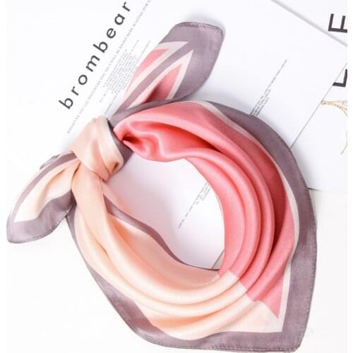 100% Pure Silk Square Neckerchief For Women Spring Neckscarf Print Hair Scarf Bandana Small Real Silk Headscarf Foulard Femme