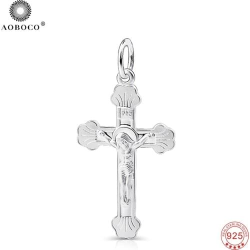 100% Real 925 Sterling Silver Cross Pendant Religious Necklaces Pendants Fashion Jewelry & Accessories, Dropshipping
