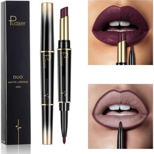 16 Color New Double Ended Sexy Lasting Matte Waterproof Lipliner and Lipstick Pencils