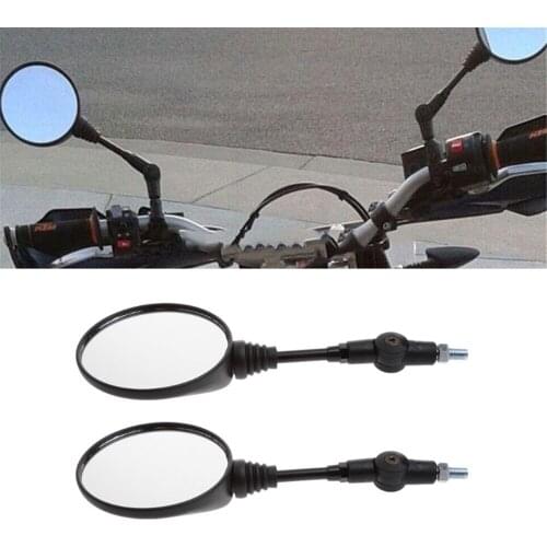 2PCS Folding Motorcycle Side Rearview Mirror 10mm Black For Yamaha Honda Universal
