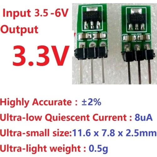 2x Ultra Small mini DC 3.7V 4.2V 4.5V 5V to 3.3V Step Down Buck Regulator LDO Module repl AMS1117 for 18650 ESP8266 breadboard