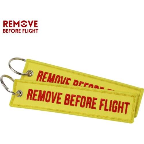 20PCS/LOT Fashion Jewelry Key Fobs Yellow OEM Chain Key Chains Embroidery Aviation Gifts Remove Before Flight Key Fob Chaveiro