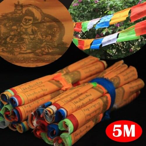 5M 20Pcs Colorful Tibetan Buddhist Prayer Flags Religious Buddhism Decorative Crafts Multi-Color Polyester Tibet Lung Ta Banner