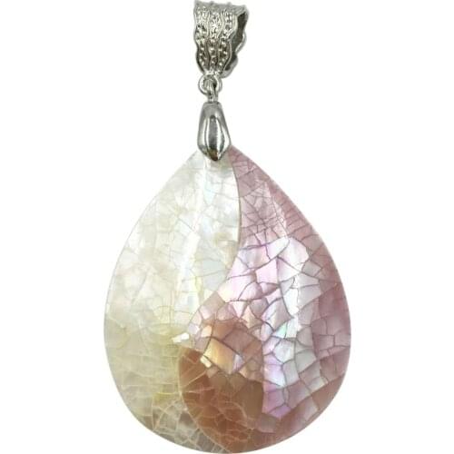 Free Shipping Women Fashion Jewelry Beautiful Pink White Mother of pearl Shell Water Drop Pendant Bead 1pcs C8651