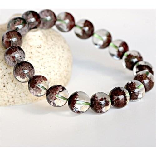 Natural Red Green Phantom Quartz Bracelet For Woman Man Round Beads Stretch Crystal Jewelry 7mm 8mm 9mm 10mm 11mm 12mm 13mm 14mm