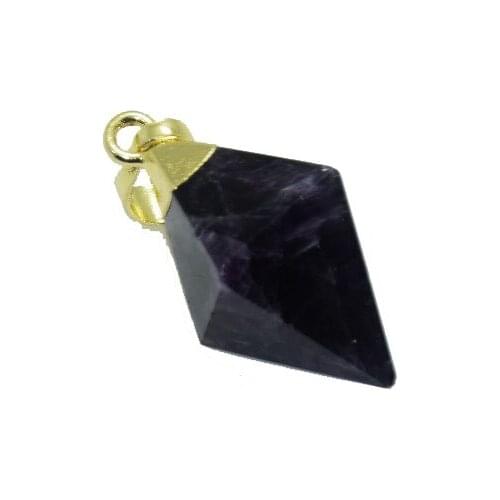 Chakra jewelry amethysts gold point pendant Faceted natural gem stone Purple Quartz Crystal square pendant for necklace 2018