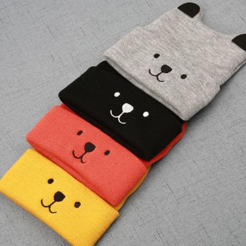 Kids Baby Bear Beanie Hat Cute Ear Winter Warm Hat Lovely Cotton Casual Knitted Cap for Boys Girls Elastic Comfortable Caps