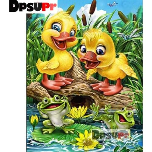 Dpsupr %100 Full Square/Round DIY Diamond Embroidery Cartoon little yellow duck 5D Diamond Painting Rhinestone Mosaic Home Decor