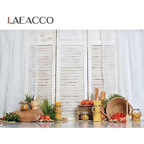 Laeacco Rural House Gray Wood Screen Basket Fruit Vegetables Floor Baby Child Interior Photographic Background Photo Backdrops
