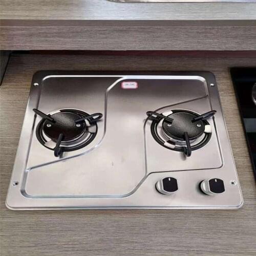 2 Burner Gas Stove Cooker 2*1.8KW 380*360*110mm Stainless Steel GR-L02 Boat Caravan RV