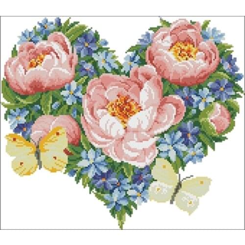 Hot selling Heart-shaped butterfly patterns Counted Cross Stitch DIY Chinese Cross Stitch Kits Embroidery Needlework Sets