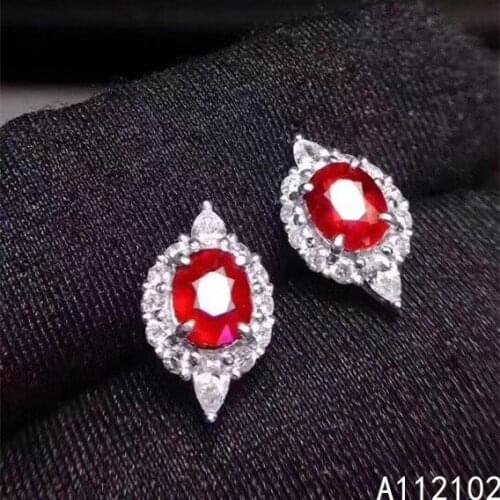 KJJEAXCMY fine jewelry 925 sterling silver inlaid natural ruby Girl popular Chinese style simple earring support test