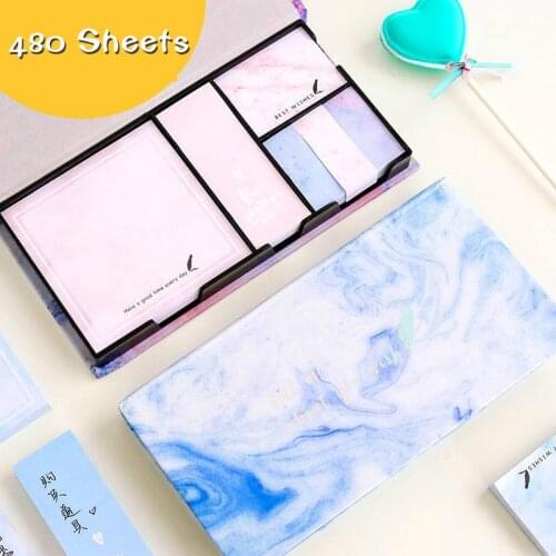 Marble Working Plan With Gift Box Paper Sticky Notes Memo Pad Kawaii Stationery Office Accessory School Office Supplies Tool