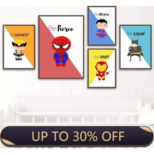 Cartoon Superhero Spider Man Nordic Canvas Painting Posters and Prints Wall Art Pictures for Kids Room Decor Cuadros NO FRAME