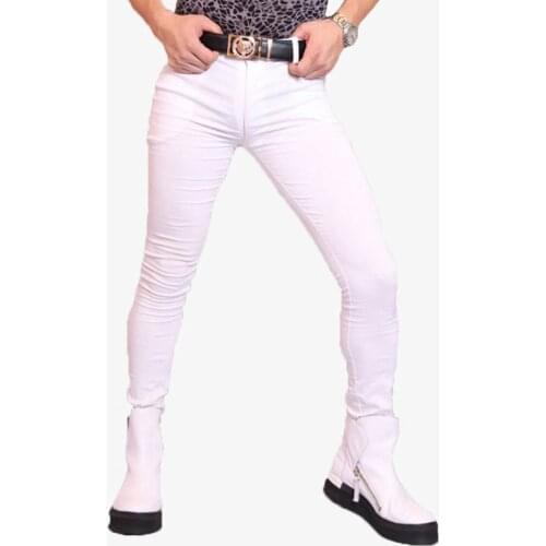 Men Plus Size Skinny Jeans Package Legs Pencil Pants Boot Pants Stylist Fad Slim Soft Washable Unfading Denim Fabric Leggings